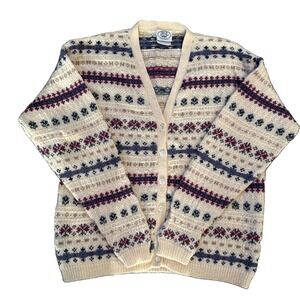 Vtg Laura Ashley Fair Isle Cardigan Sweater Made In Scotland Wool M L Cottagcore